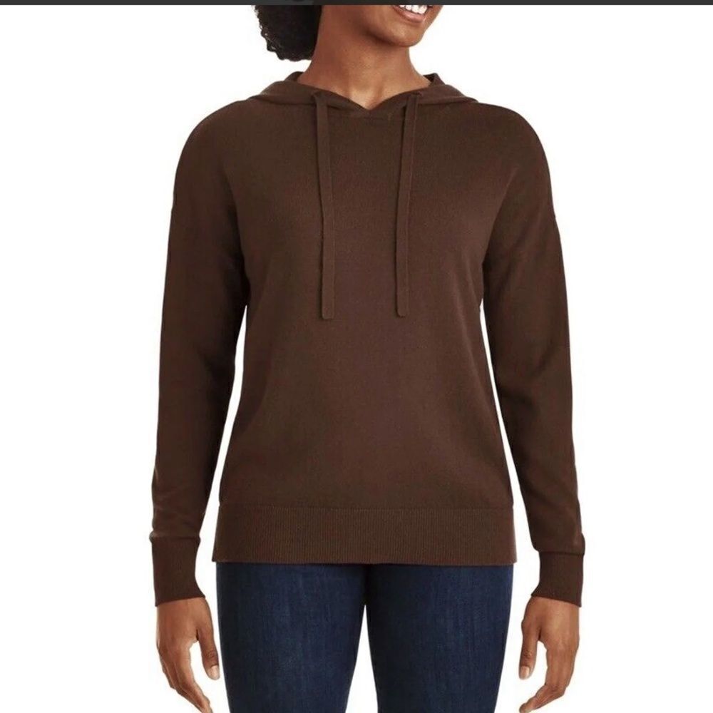 LUXURY PREMIER COLLECTION‎ Brown Cashmere Blend Hoodie size Medium m sweater